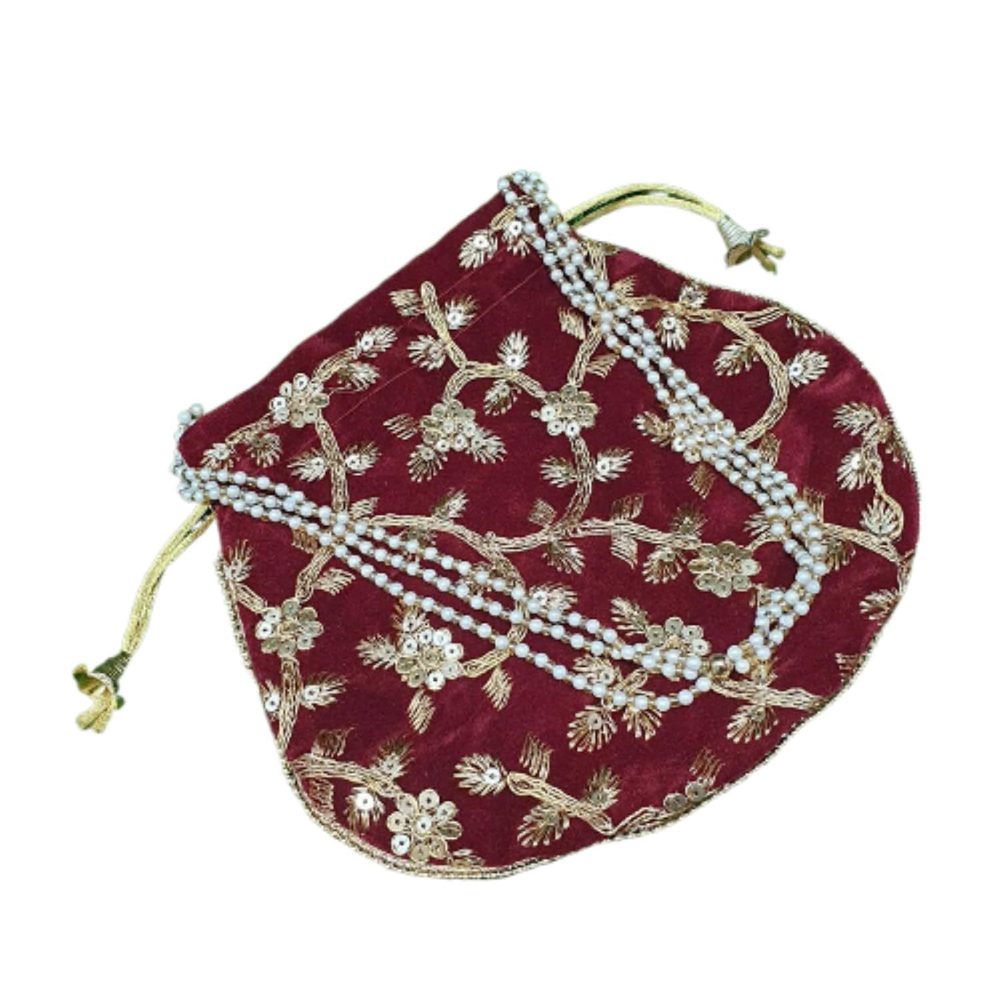 Handcrafted Potli Bag Purse Handbag Indian Velvet Party Wedding Clutch ^-^